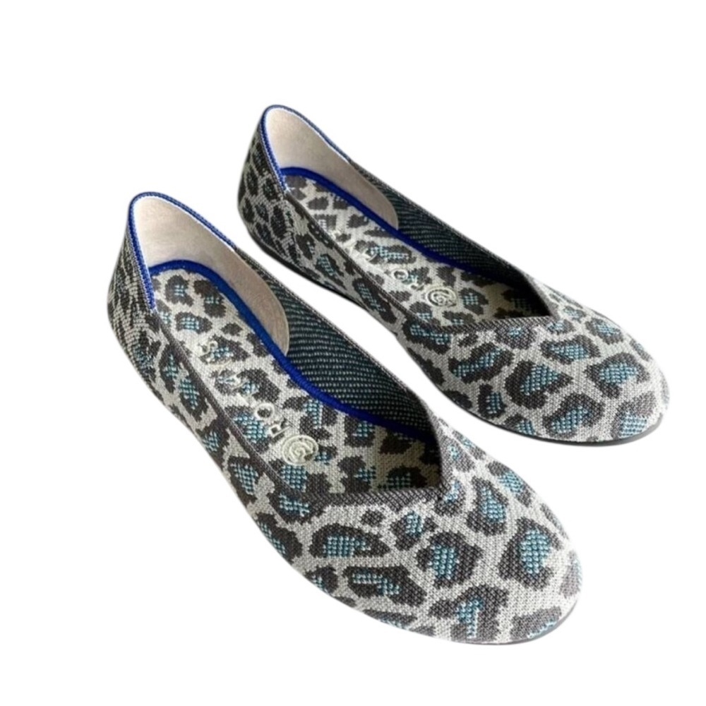 ROTHYS RARE RETIRED Leopard Print The Flat Size 7 Gray Blue Cheetah Luxury NWOT
